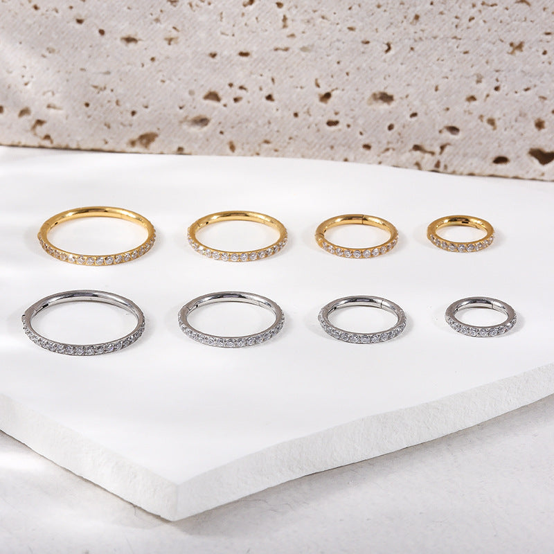 Titanium CZ Hinged Segment Ring Nose Hoop Ear Cartilage Clicker ASTM F136 16G Piercing Jewelry
