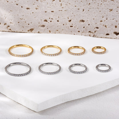 Titanium CZ Hinged Segment Ring Nose Hoop Ear Cartilage Clicker ASTM F136 16G Piercing Jewelry