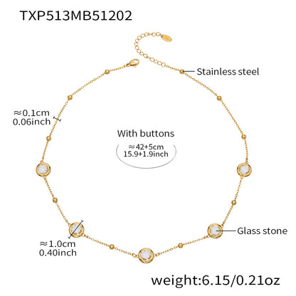 Candy Color Glass Stone Jewelry Set – Stainless Steel Necklaces, Bracelets & Earrings