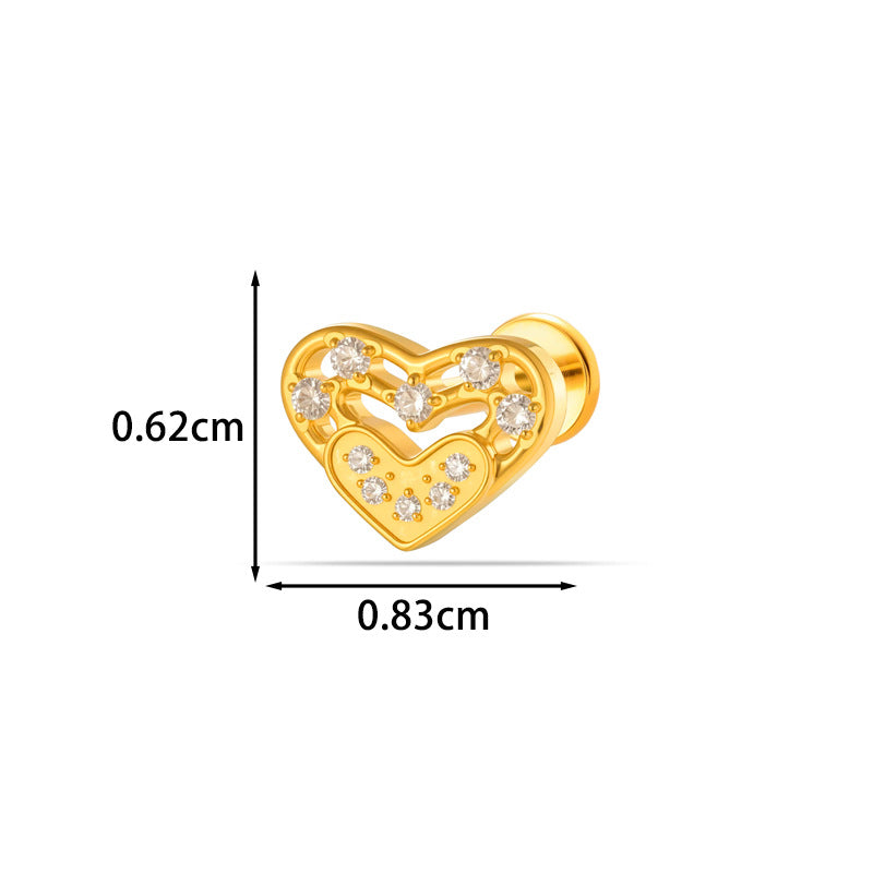 G23/F136 Titanium CZ Heart Flower Carousel Internal Thread Lip & Cartilage Stud | 10 Styles