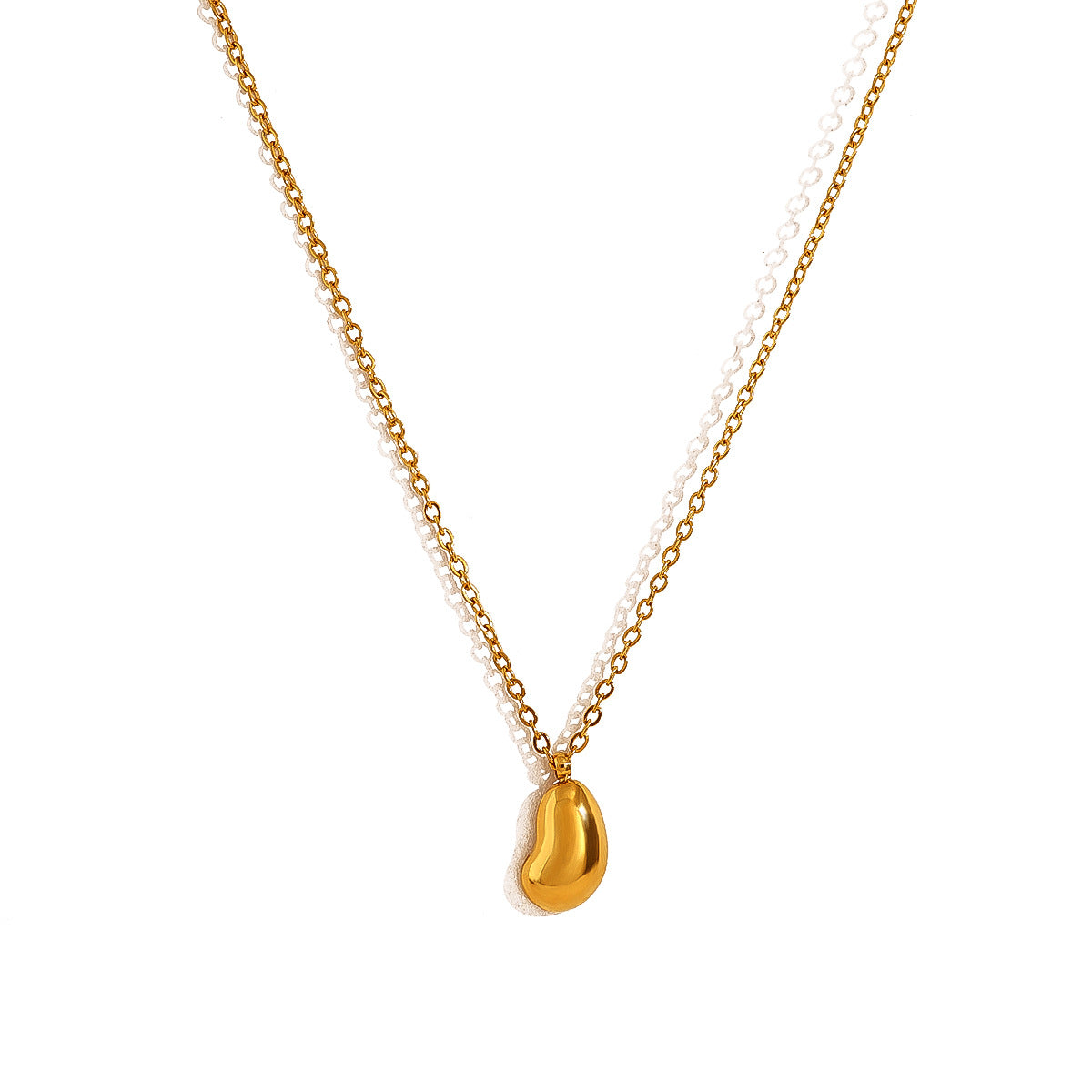 18K Gold Plated Stainless Steel Teardrop Bead Pendant Necklace | Minimalist Luxury Jewelry
