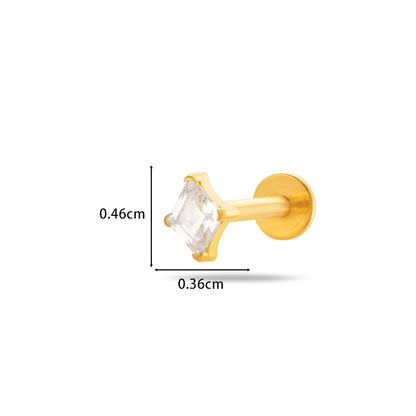 F136/G23 Titanium Zircon Push-Pin Labret & Cartilage Stud — Heart, Round, Star, Oval, Green/White/Champagne Marquise