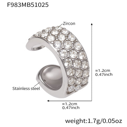 Stainless Steel Zircon Ear Cuff | Gold / Silver Single Clip-On Earring