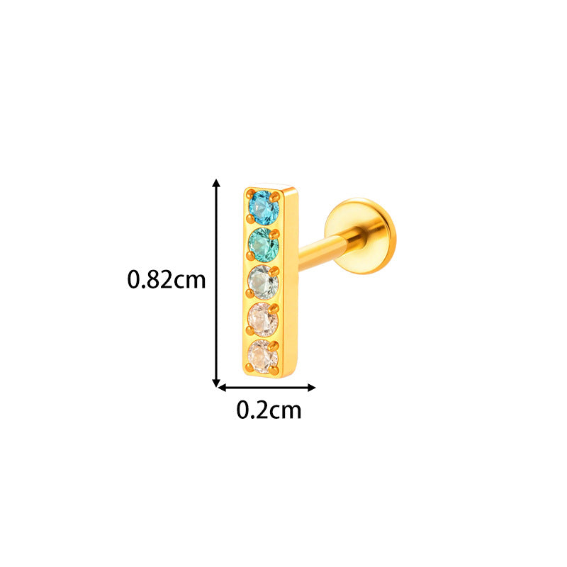 G23/F136 Titanium Colorful CZ Flower & Geometric Flat Back Labret Studs | Hypoallergenic Internally Threaded Piercing Jewelry for Ear, Lip, Cartilage