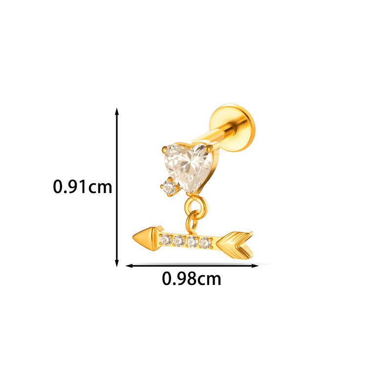 G23/F136 Titanium Internal Thread Lip & Cartilage Moon Stud