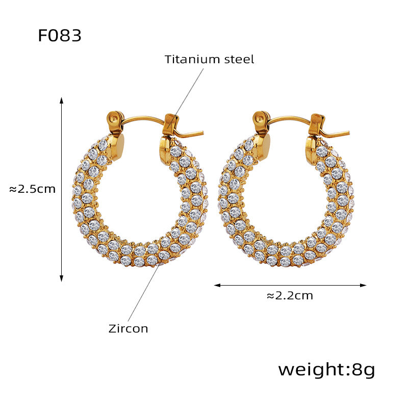 Stainless Steel Zircon Hoop Earrings Set | Modern Minimalist Sparkling Fashion Jewelry