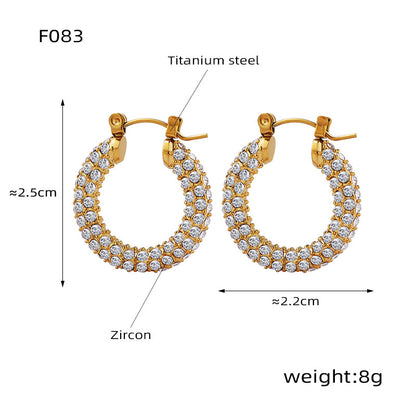 Stainless Steel Zircon Hoop Earrings Set | Modern Minimalist Sparkling Fashion Jewelry
