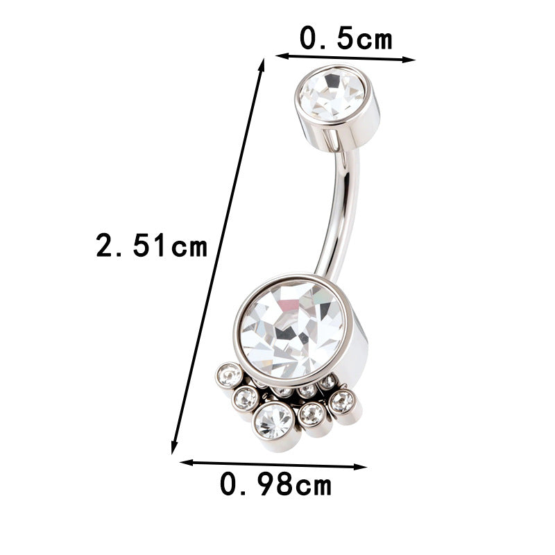 G23/F136 Titanium Belly Button Ring with Zircon & Opal | Internally Threaded Navel Piercing Jewelry