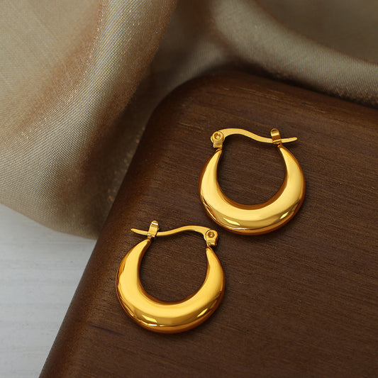 Stainless Steel Geometric U-Shaped Hoop Earrings – Minimalist Polished Titanium Steel Earrings for Women | WANTI Fashion Jewelry