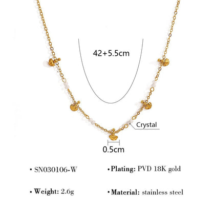 18K Gold Plated Titanium Steel Vintage Fan-Shaped, Round Disc, and Four-Leaf Clover Layered Necklaces | Stylish Fashion Jewelry