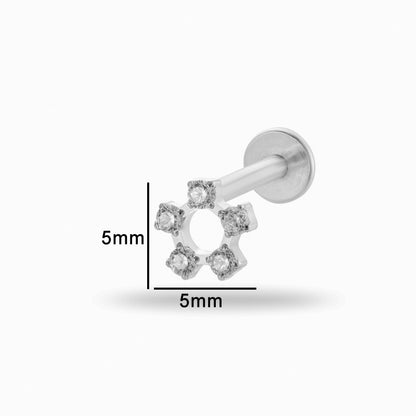 G23/F136 Titanium Zircon Lip & Cartilage Piercing Jewelry | Internally Threaded Studs | Fashionable & Hypoallergenic