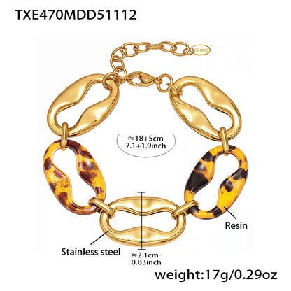 Geometric Resin Jewelry Set – Stainless Steel Necklace Bracelet Earrings | Chic Fashion Statement Set for Women