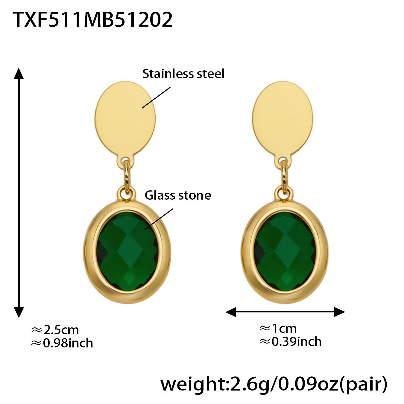 Candy Color Oval Glass Stone Necklace, Bracelet & Earrings Set – Stainless Steel | Fashion Jewelry | Colorful Minimalist Accessories