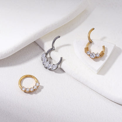 G23/F136 Titanium Zircon Piercing Hoop | 16G x 8mm, Hypoallergenic Closed Hoop for Nose & Ear Cartilage