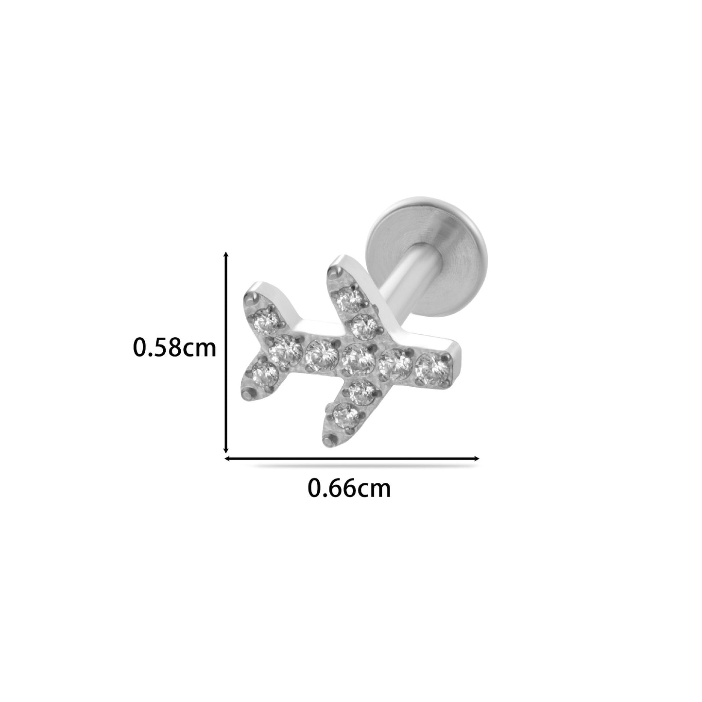 F136 Titanium Zircon Labret Studs | Internally Threaded Cartilage Piercing Jewelry in Gold & Silver