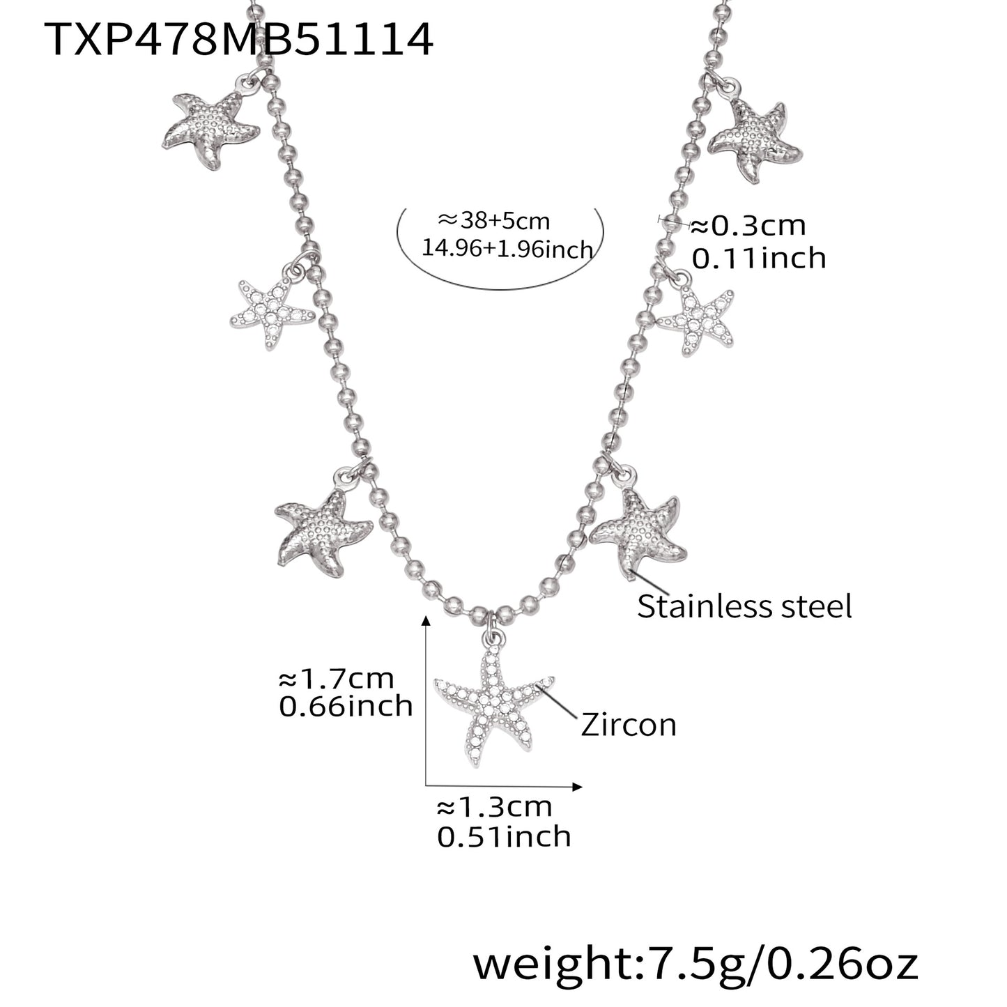 Ocean Starfish Jewelry Set – Stainless Steel Necklace, Bracelet, Earrings & Anklet | Beach Style Fashion Jewelry | Hypoallergenic Gift for Women