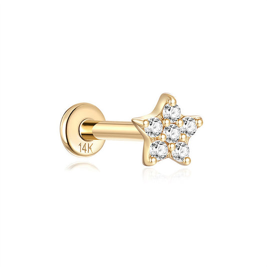 14K Gold Star Zircon Stud Earrings – Dainty, Hypoallergenic Sparkle