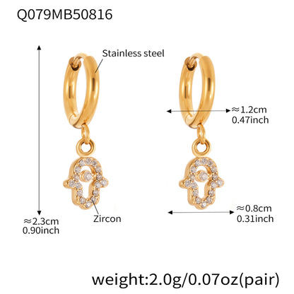 Evil Eye Zircon Hoop Earrings | Stainless Steel Minimalist Smooth Surface Earrings | Trendy Fashion Jewelry Gift