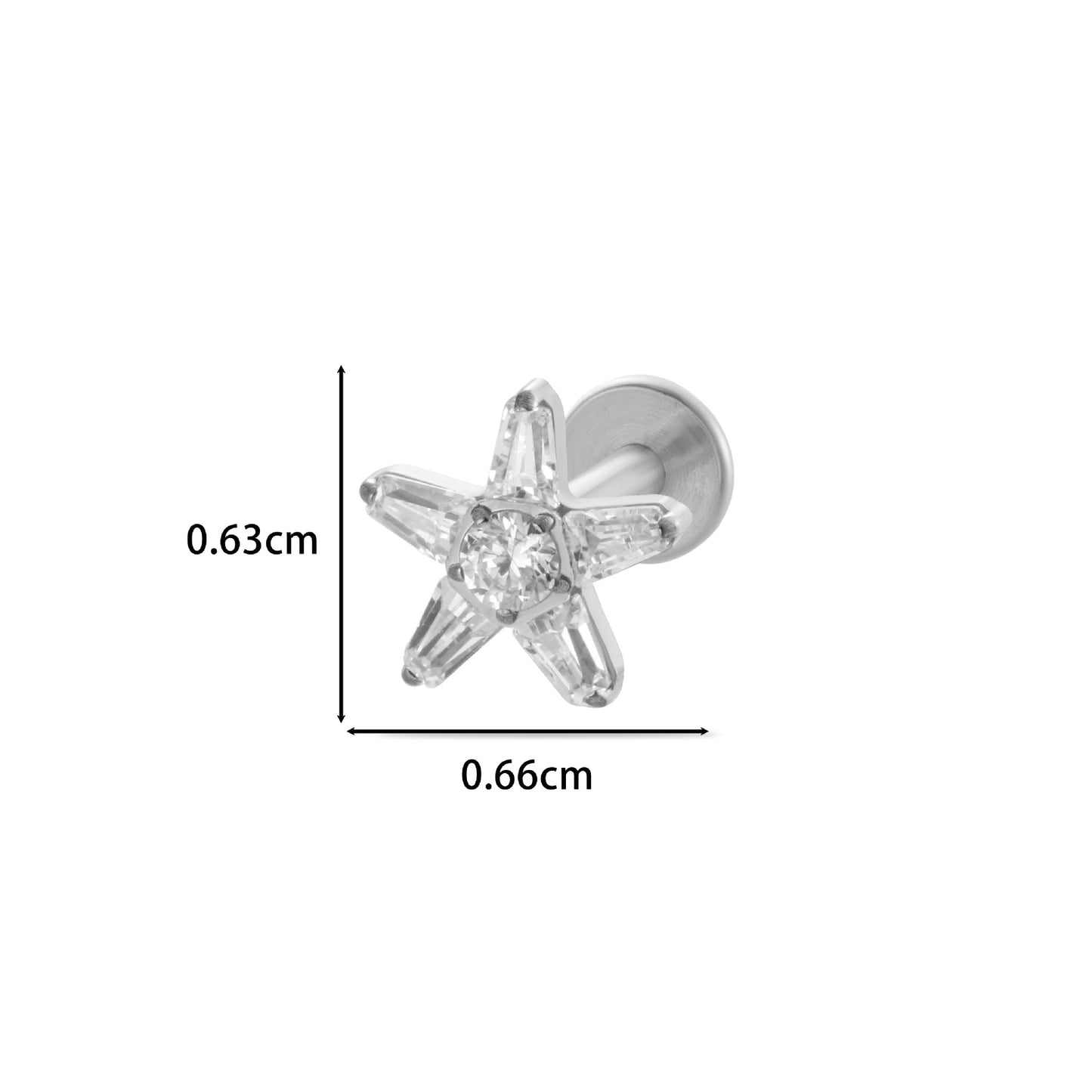 F136 Titanium Butterfly Star Moon Lip & Cartilage Stud with CZ | Internally Threaded