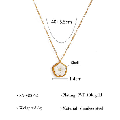 18K Gold Plated Titanium Steel Flower Pendant Necklace, Bracelet & Ring | Elegant Fashion Jewelry Set