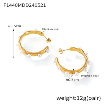Stainless Steel U-Shaped Pearl Earrings – Minimalist Chic Modern Design | WANTI Jewelry