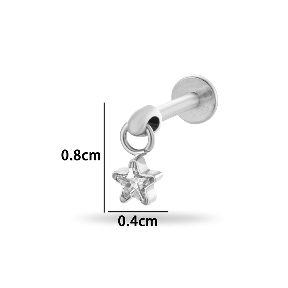 F136 Titanium Internally Threaded Zirconia Teardrop Cartilage Stud – Hypoallergenic Ear Piercing Jewelry