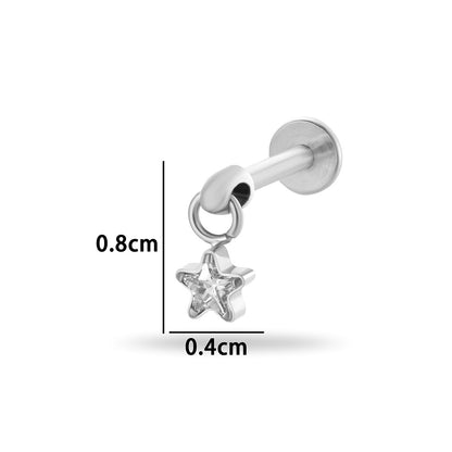 F136 Titanium Internally Threaded Zirconia Teardrop Cartilage Stud – Hypoallergenic Ear Piercing Jewelry