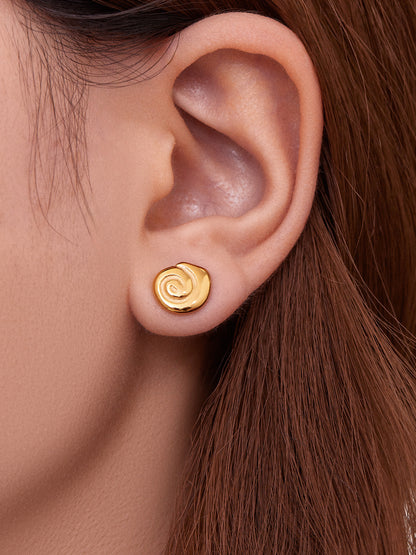 Stainless Steel Conch Shell Earrings | Minimalist Ocean-Inspired Stud Earrings | High-End Small Hoop Jewelry