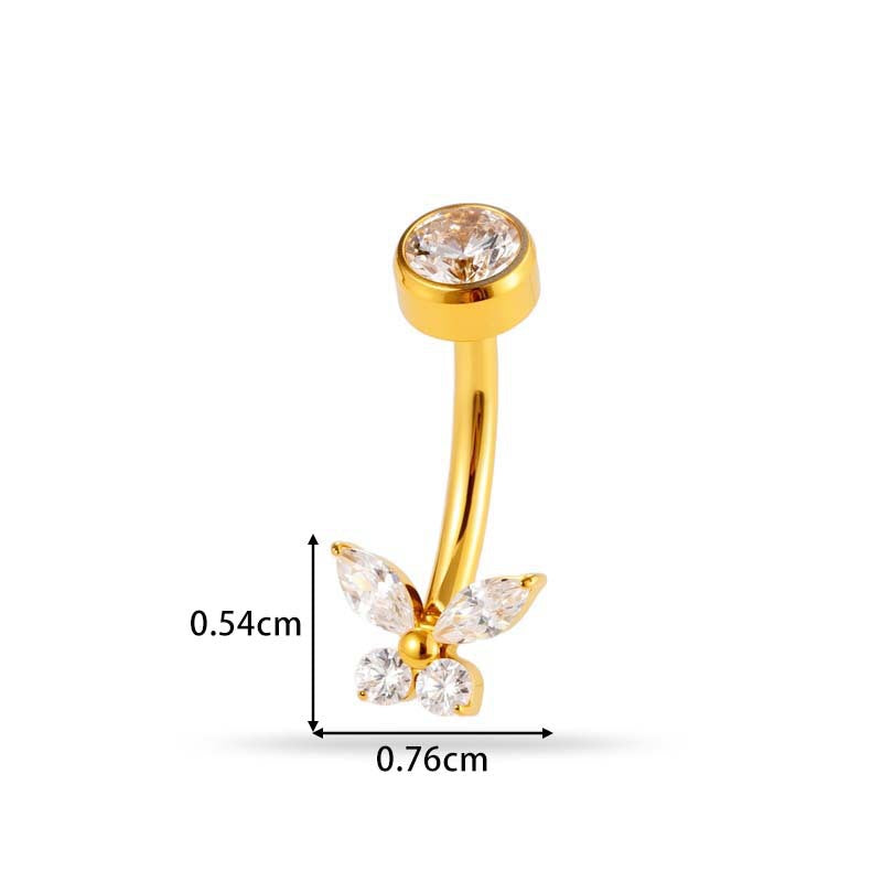 G23/F136 Titanium Flower CZ Internally Threaded Belly Button Ring – Stylish Navel Piercing Jewelry