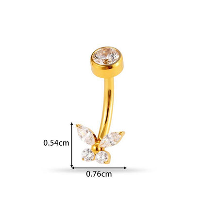 G23/F136 Titanium Flower CZ Internally Threaded Belly Button Ring – Stylish Navel Piercing Jewelry