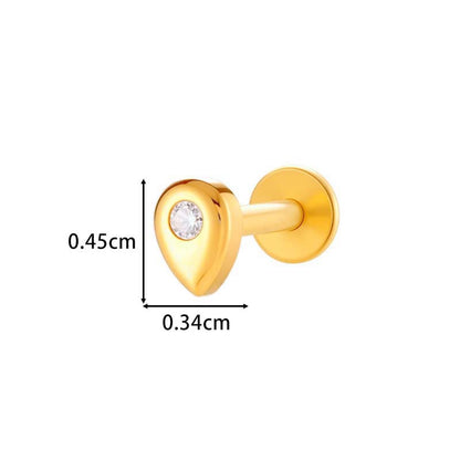 F136 Titanium Zirconia Chain Pendant Stud – Internally Threaded Flat-Back Cartilage Piercing Jewelry