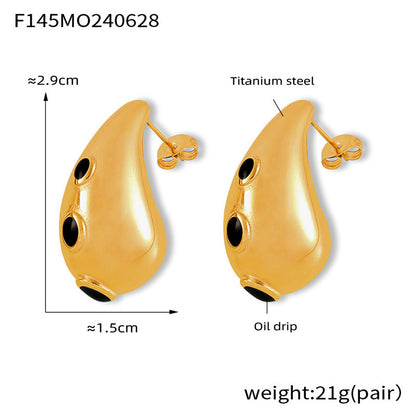 Elegant Teardrop Zircon Earrings – Stainless Steel Enamel, Pearl & Rhinestone Collection | Hypoallergenic Fashion Jewelry