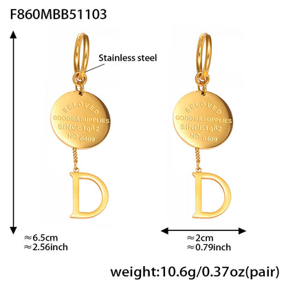 Stainless Steel Geometric D-Shape Tassel Earrings – Modern Minimalist Long Drop Dangle Earrings for Women | WANTI Fashion Jewelry