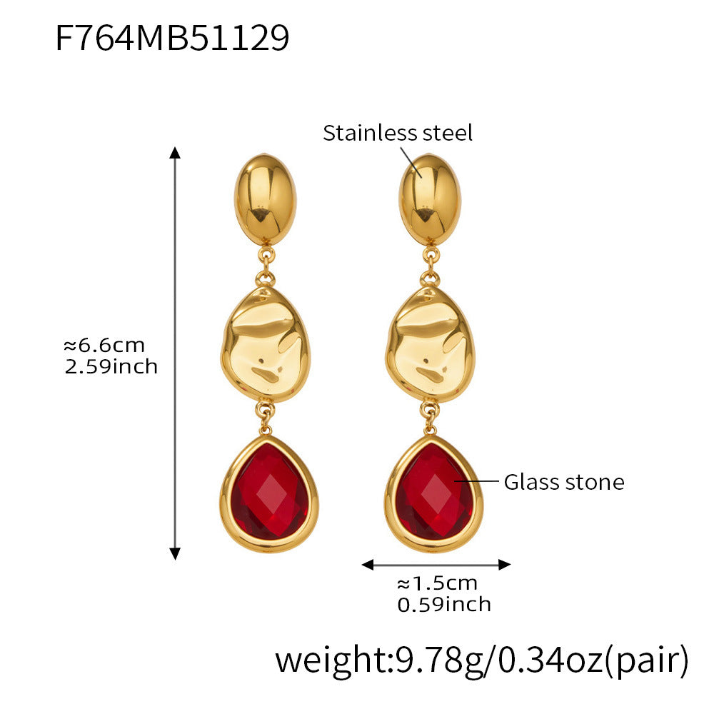 Sparkling Irregular Oval Glass Drop Earrings – Long Statement Waterdrop Jewelry for Women