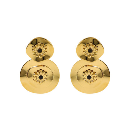 Vintage Floral Crystal Drop Earrings – Stainless Steel Elegant Retro Jewelry for Women