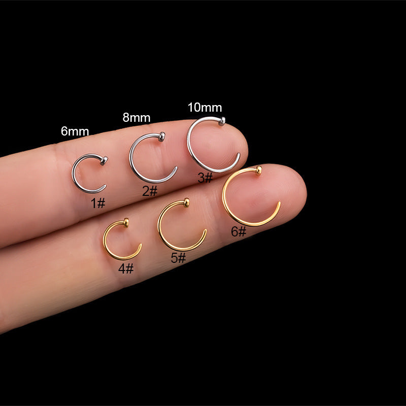 G23/F136 Titanium C-Shaped Nose Hoop Ring for Cartilage Piercing | Hypoallergenic Body Jewelry