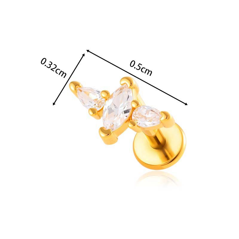 Titanium Internally Threaded  CZ Cartilage Stud – Hypoallergenic Piercing Jewelry