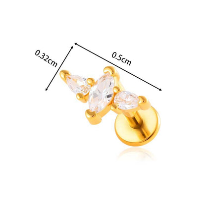 Titanium Internally Threaded  CZ Cartilage Stud – Hypoallergenic Piercing Jewelry