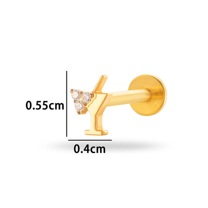 G23/F136 Titanium Internally Threaded CZ Flat-Back Cartilage Stud Earrings