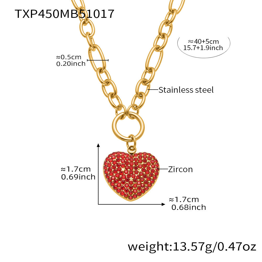 Stainless Steel Heart Jewelry Set – Zircon Heart Necklace, Earrings & Ring Set | Romantic Gift Set