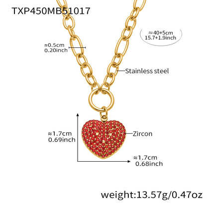 Stainless Steel Heart Jewelry Set – Zircon Heart Necklace, Earrings & Ring Set | Romantic Gift Set