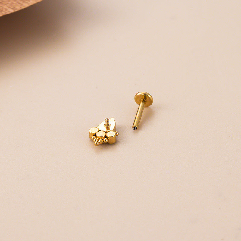 F136 Titanium Internally Threaded CZ Cartilage Stud – Hypoallergenic & Secure Piercing Jewelry
