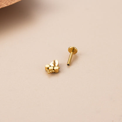 F136 Titanium Internally Threaded CZ Cartilage Stud – Hypoallergenic & Secure Piercing Jewelry