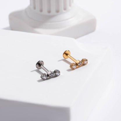 G23 Titanium Push Pin Labret Stud Hollow Flower Paw Design | Hypoallergenic Flat Back Cartilage Piercing Jewelry