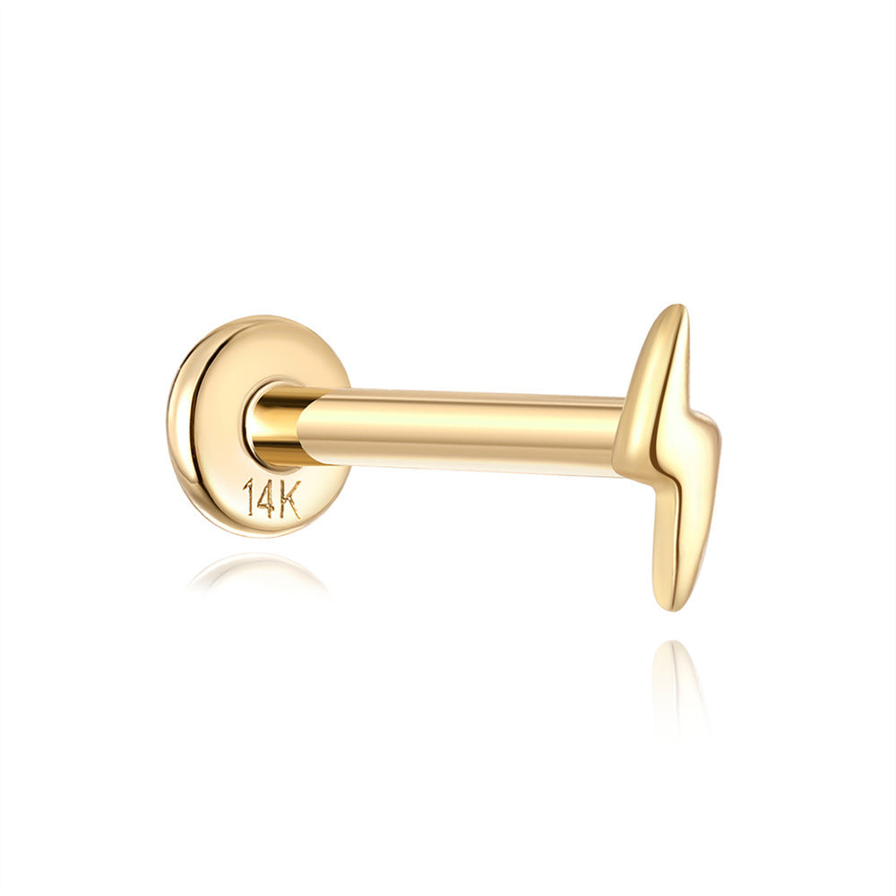 14K Gold Lightning Bolt Stud Earrings – Bold & Minimalist
