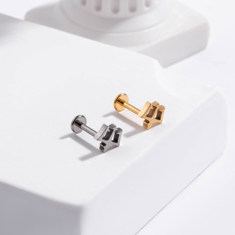 G23/F136 Titanium Crown Internal-Thread Labret & Cartilage Stud — 8 Designs | Gold & Silver