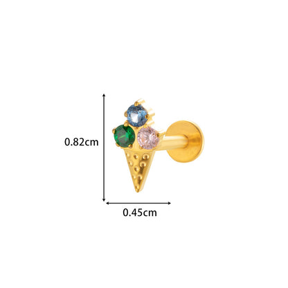 F136 Titanium Internally Threaded CZ Cartilage Stud Earrings – Flat Back Piercing Jewelry