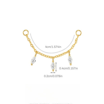 ASTM F136 Marquise Zircon Pendant Long Chain Cartilage Piercing Earrings Accessories