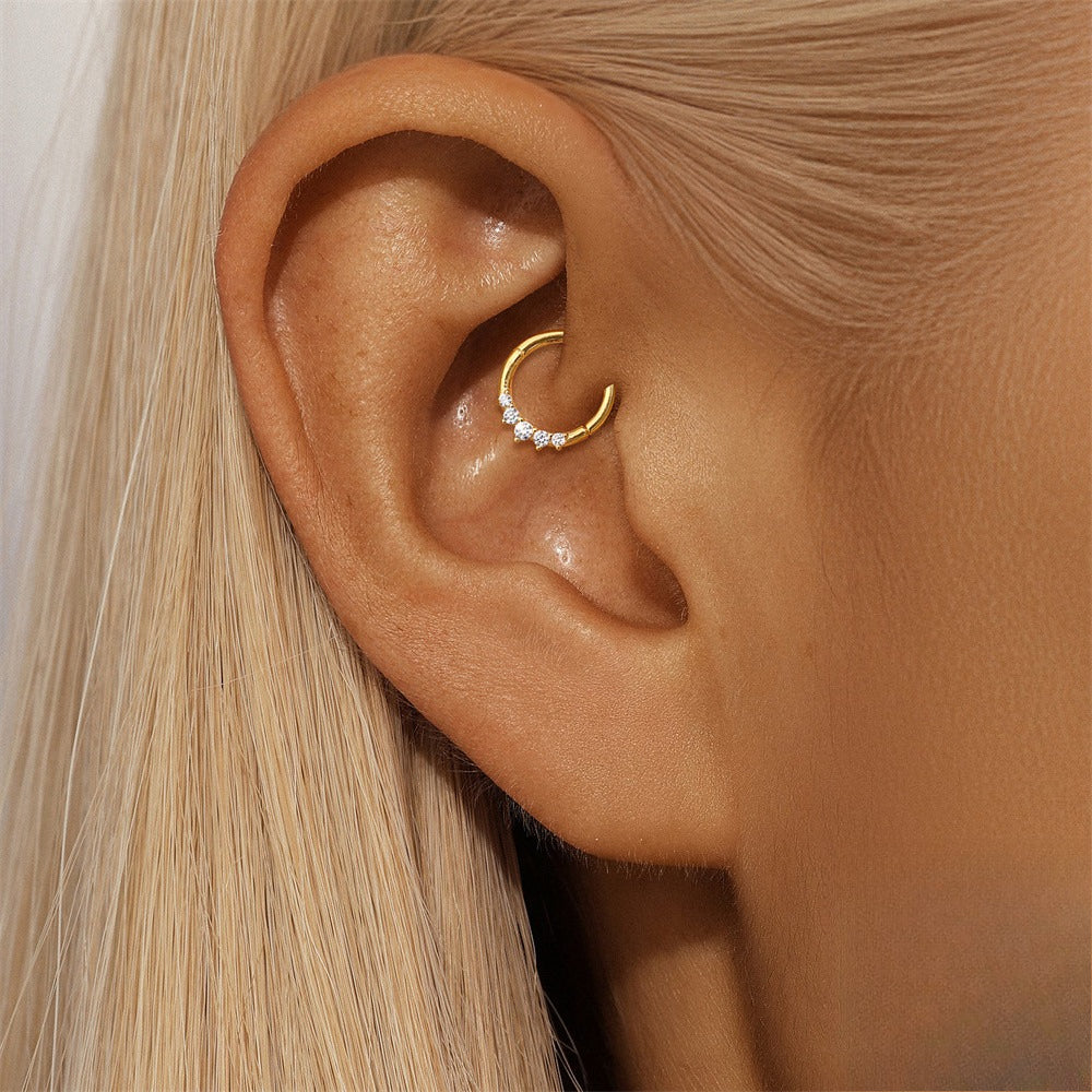 ASTM F136 Zircon Tassel Ear Cuff Nose Ring Piercing Earring Tragus