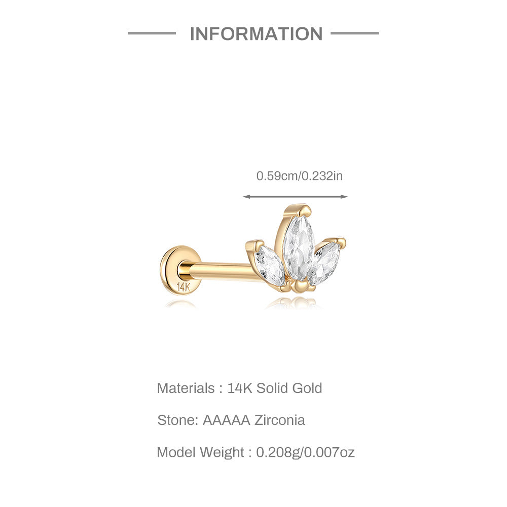 14K Gold Crown Zircon Stud Earrings – Dainty & Hypoallergenic